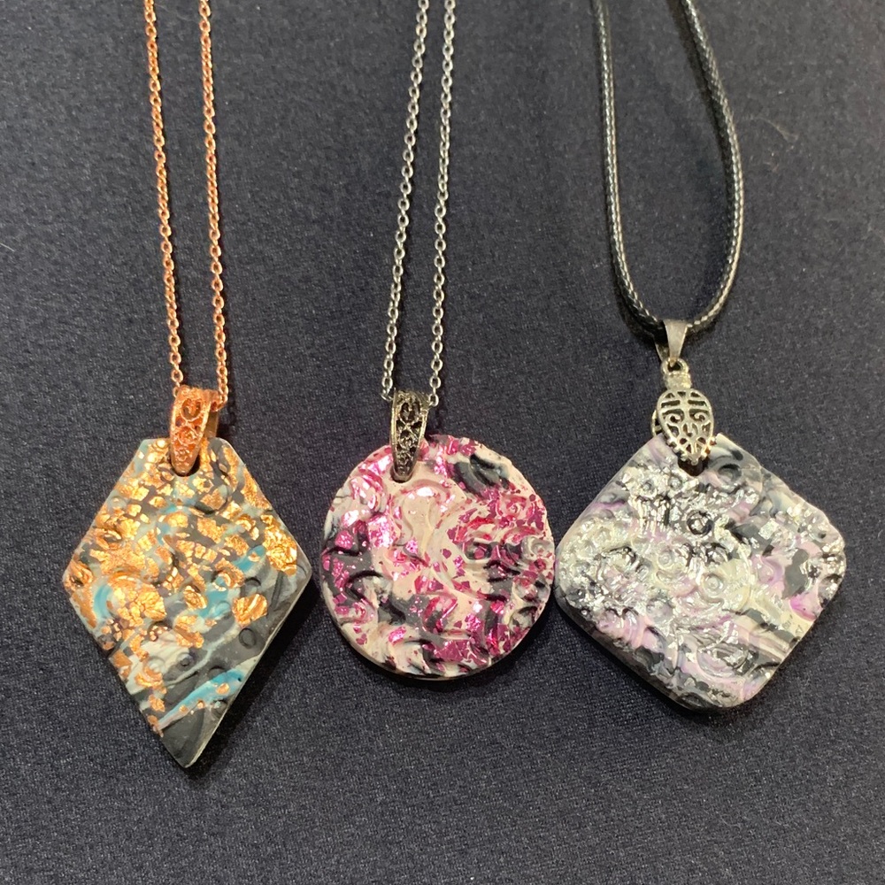 Bold & Chunky Clay Pendant Necklace Set